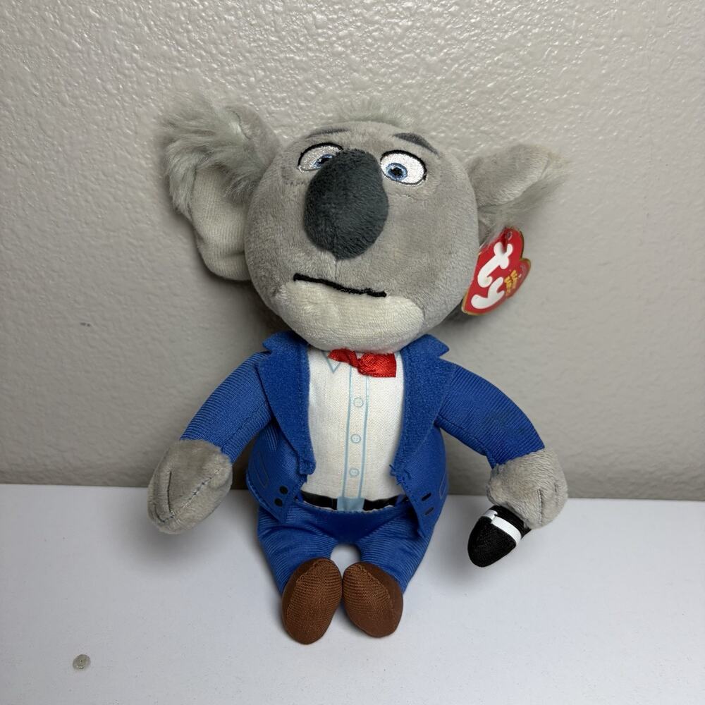 Ty Sing Movie Buster Moon Koala Plush Blue Suit Microphone